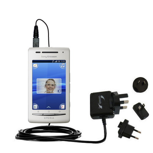 International Wall Charger compatible with the Sony Ericsson Xperia X8 / X8A