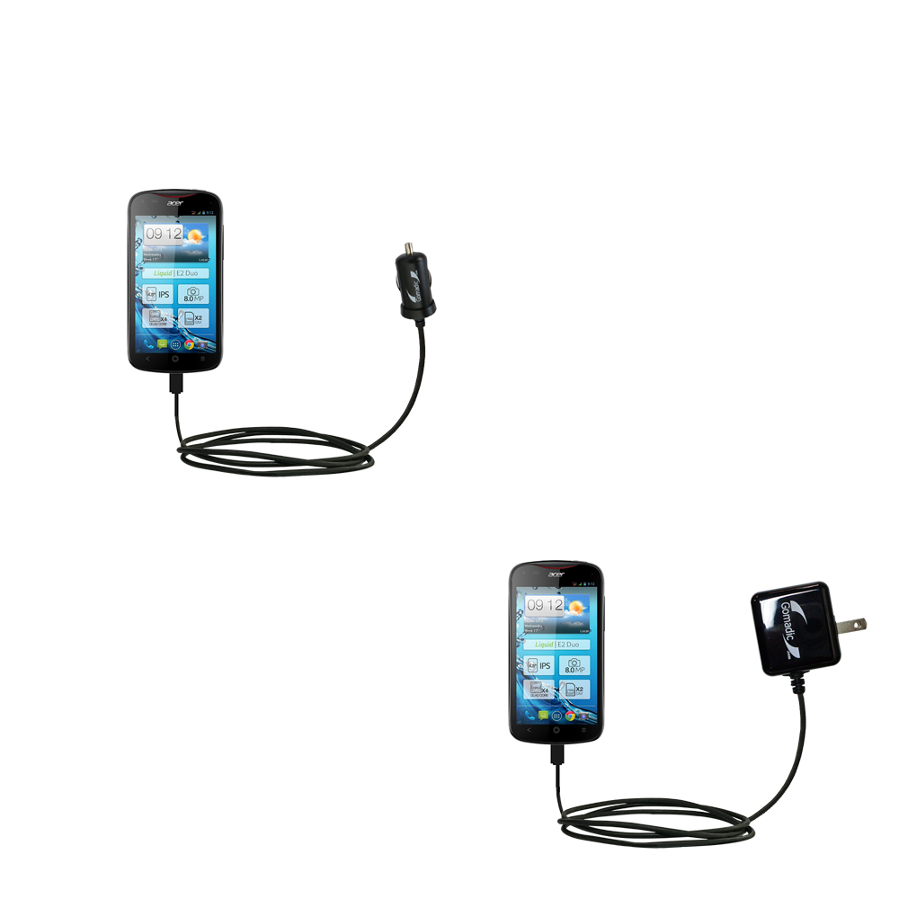 Car & Home Charger Kit compatible with the Acer Liquid E2
