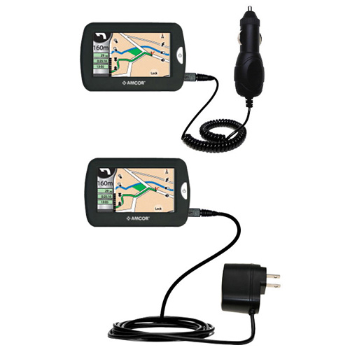 Car & Home Charger Kit compatible with the Amcor Navigation GPS 4300 4500