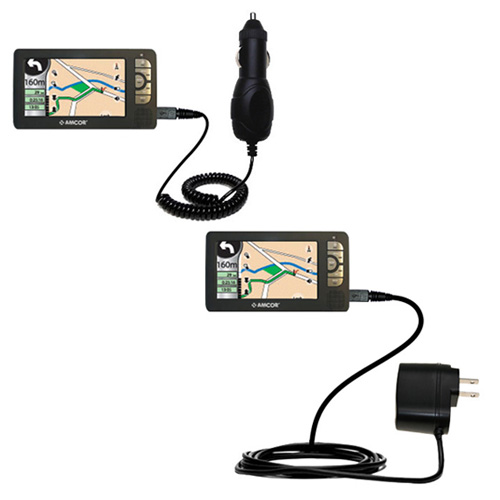 Car & Home Charger Kit compatible with the Amcor Navigation GPS 5600