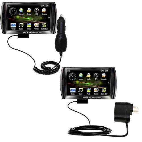 Gomadic Car and Wall Charger Essential Kit suitable for the Archos 5 Internet Tablet with Android - Includes both AC Wall and DC Car Charging Options with TipExchange