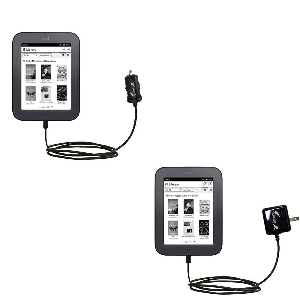 Car & Home Charger Kit compatible with the Barnes and Noble NOOK GlowLight BNRV500