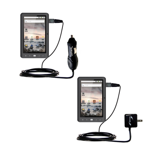 Car & Home Charger Kit compatible with the Coby Kyros MID7015
