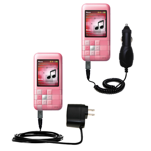 Car & Home Charger Kit compatible with the Creative Zen Mozaic