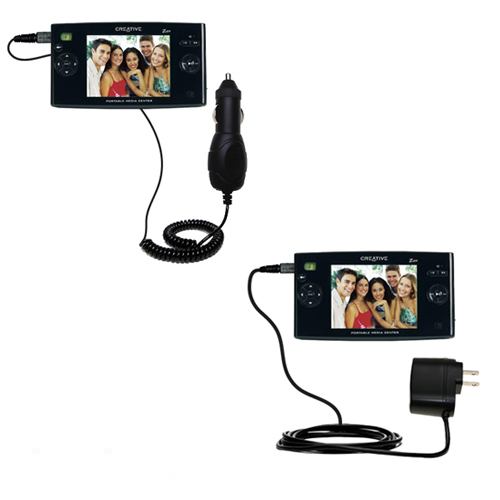 Car & Home Charger Kit compatible with the Creative Zen Portable Media Center