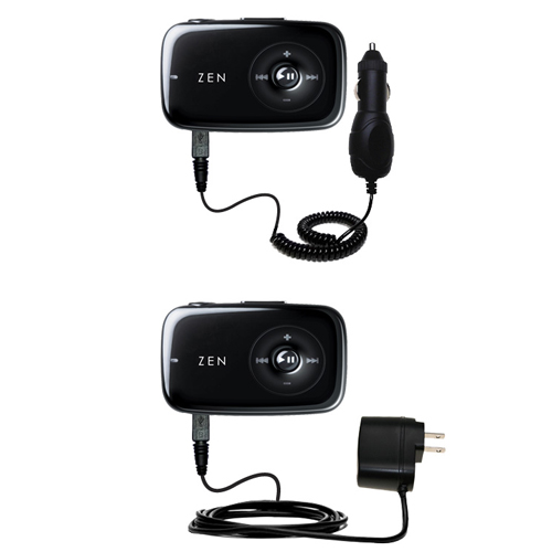 Car & Home Charger Kit compatible with the Creative Zen Stone