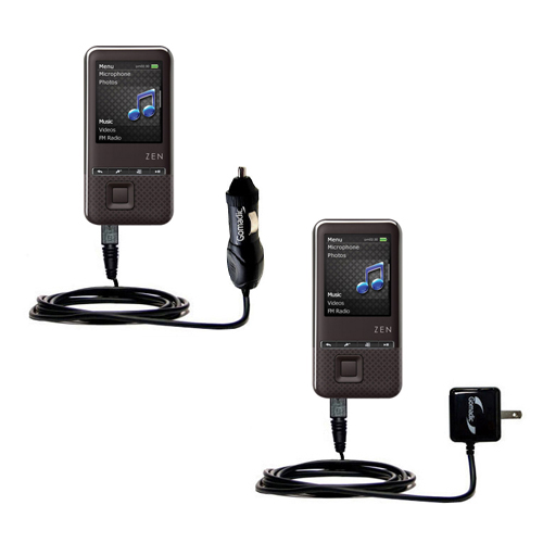 Car & Home Charger Kit compatible with the Creative ZEN Style 100
