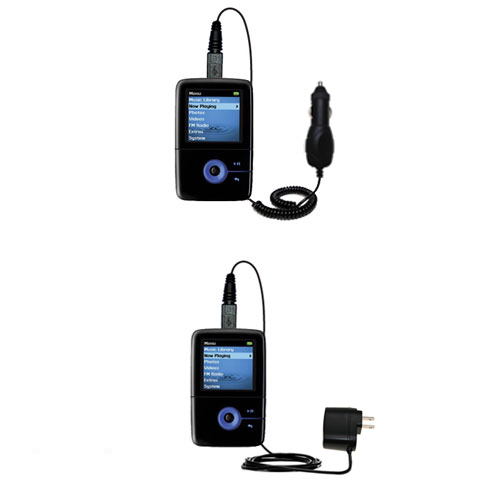 Gomadic Car and Wall Charger Essential Kit suitable for the Creative Zen V Plus Includes both