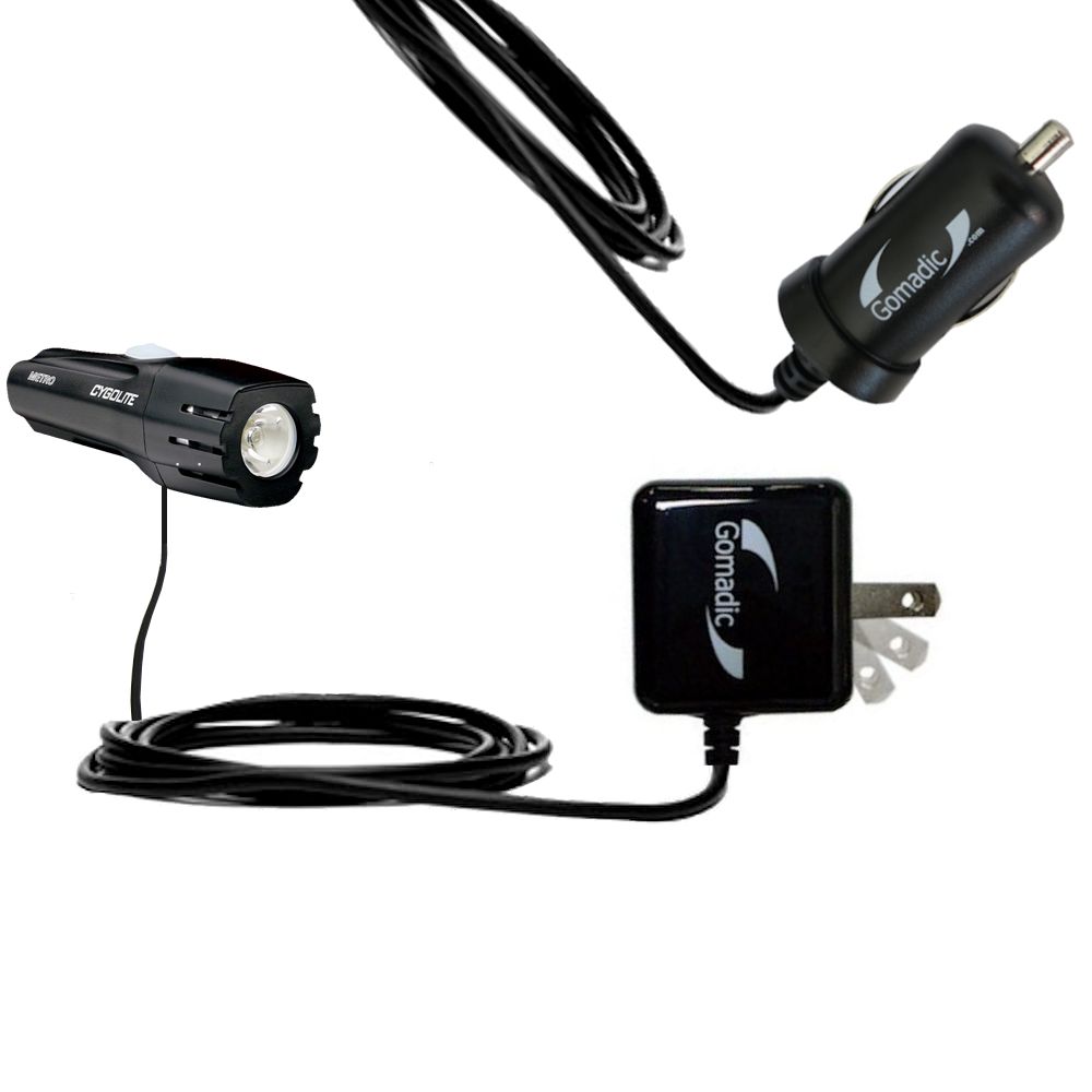 Gomadic Car and Wall Charger Essential Kit suitable for the Cygolite Metro 300 / 360 - Includes both AC Wall and DC Car Charging Options with TipExchange