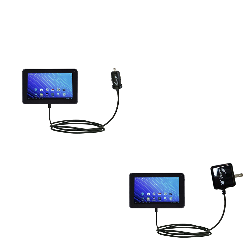 Car & Home Charger Kit compatible with the Double Power DOPO EM63 7 inch tablet
