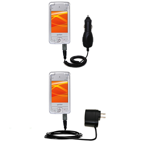 Gomadic Car and Wall Charger Essential Kit suitable for the Eten Glofiish M700 - Includes both AC Wall and DC Car Charging Options with TipExchange