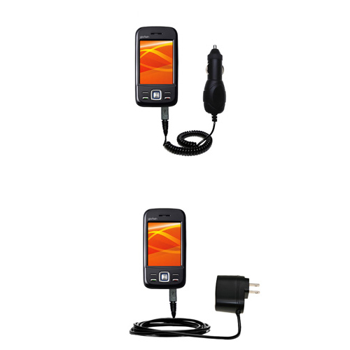Gomadic Car and Wall Charger Essential Kit suitable for the ETEN M750 - Includes both AC Wall and DC Car Charging Options with TipExchange