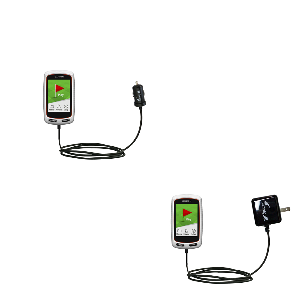 Gomadic Car and Wall Charger Essential Kit suitable for the Garmin Approach G8 - Includes both AC Wall and DC Car Charging Options with TipExchange