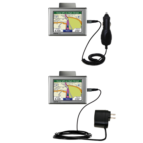 Gomadic Car and Wall Charger Essential Kit for Garmin Nuvi 650 - Includes both AC Wall and DC Car Charging Options with TipExchange