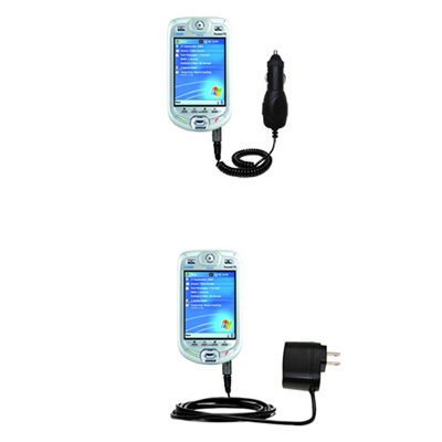 Gomadic Car and Wall Charger Essential Kit suitable for the i-Mate Ultimate 8150 - Includes both AC Wall and DC Car Charging Options with TipExchange