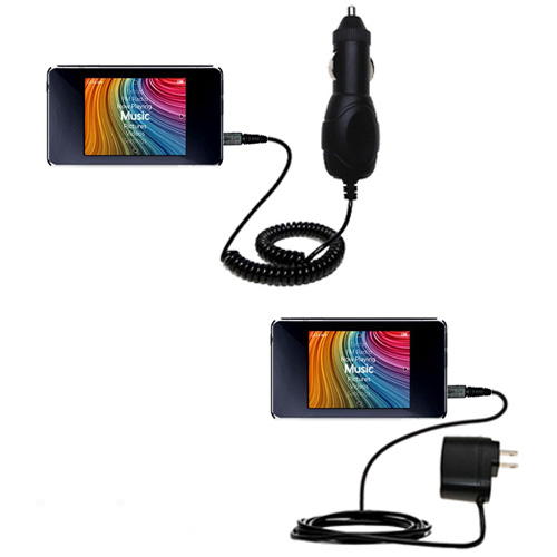 Car & Home Charger Kit compatible with the iRiver Clix 2 (Clix2 / U20)