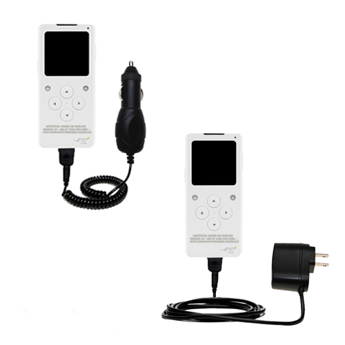 Gomadic Car and Wall Charger Essential Kit suitable for the iRiver E10 - Includes both AC Wall and DC Car Charging Options with TipExchange