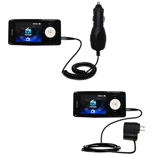 Gomadic Car and Wall Charger Essential Kit suitable for the iRiver X20 2GB 4GB 8GB - Includes both AC Wall and DC Car Charging Options with TipExchange
