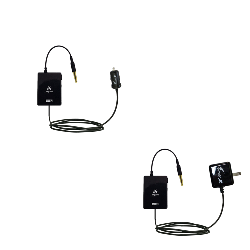 Gomadic Car and Wall Charger Essential Kit suitable for the Jaybird BAU uSport - Includes both AC Wall and DC Car Charging Options with TipExchange