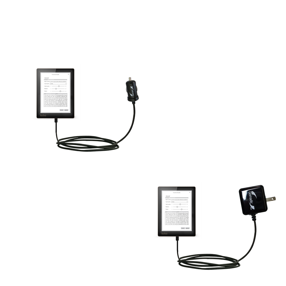 Car & Home Charger Kit compatible with the Kobo Glo