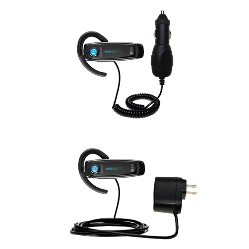Gomadic Car and Wall Charger Essential Kit suitable for the LG Bluetooth Headset HBM-500 - Includes both AC Wall and DC Car Charging Options with TipExchange