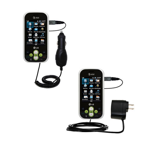 Gomadic Car and Wall Charger Essential Kit suitable for the LG GT365 - Includes both AC Wall and DC Car Charging Options with TipExchange