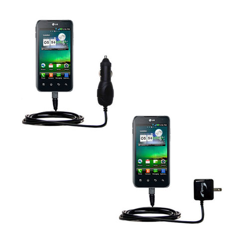Gomadic Car and Wall Charger Essential Kit suitable for the LG Optimus 2X - Includes both AC Wall and DC Car Charging Options with TipExchange