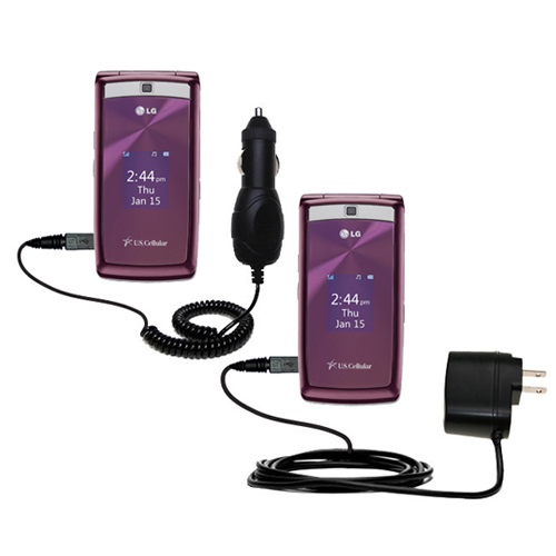 Gomadic Car and Wall Charger Essential Kit suitable for the LG UX280 - Includes both AC Wall and DC Car Charging Options with TipExchange