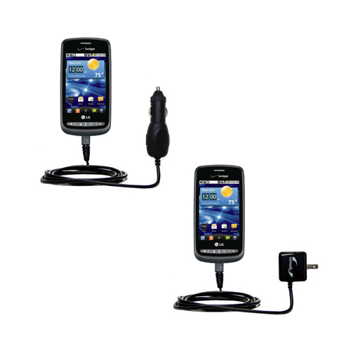 Gomadic Car and Wall Charger Essential Kit suitable for the LG Vortex - Includes both AC Wall and DC Car Charging Options with TipExchange