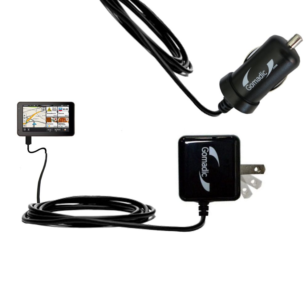 Gomadic Car and Wall Charger Essential Kit suitable for the Magellan SmartGPS 5390 / 5295 - Includes both AC Wall and DC Car Charging Options with TipExchange