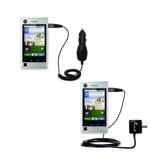 Gomadic Car and Wall Charger Essential Kit suitable for the Motorola Devour A555 - Includes both AC Wall and DC Car Charging Options with TipExchange