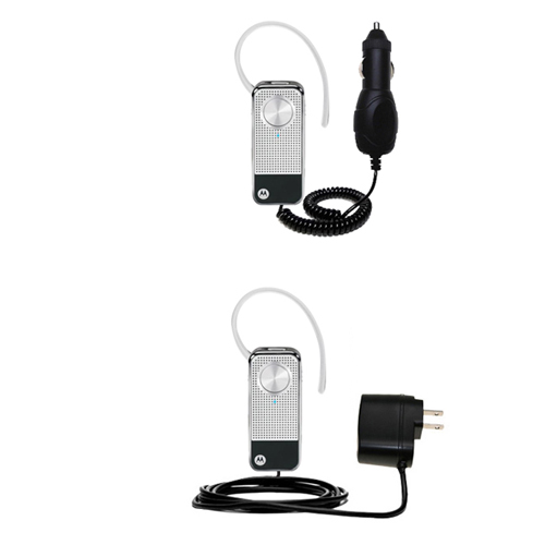 Gomadic Car and Wall Charger Essential Kit suitable for the Motorola MOTOPURE H12 Cradle - Includes both AC Wall and DC Car Charging Options with TipExchange