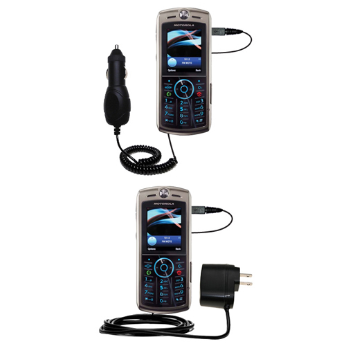 Gomadic Car and Wall Charger Essential Kit suitable for the Motorola SLVR L9 - Includes both AC Wall and DC Car Charging Options with TipExchange