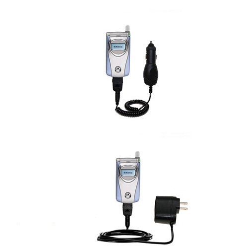 Gomadic Car and Wall Charger Essential Kit suitable for the Motorola T722i - Includes both AC Wall and DC Car Charging Options with TipExchange