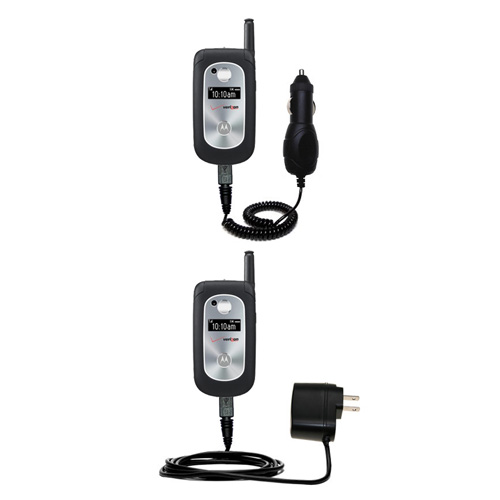 Gomadic Car and Wall Charger Essential Kit suitable for the Motorola v325i - Includes both AC Wall and DC Car Charging Options with TipExchange