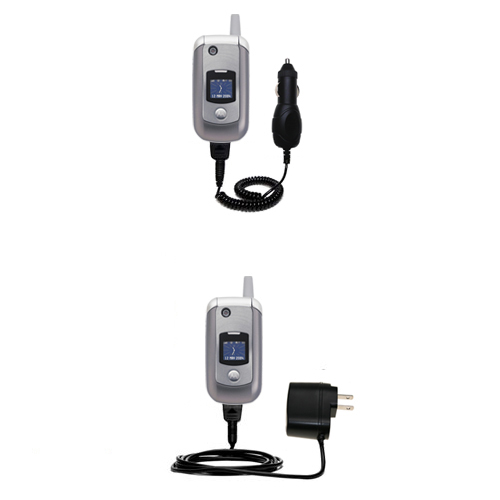 Gomadic Car and Wall Charger Essential Kit suitable for the Motorola V975 - Includes both AC Wall and DC Car Charging Options with TipExchange
