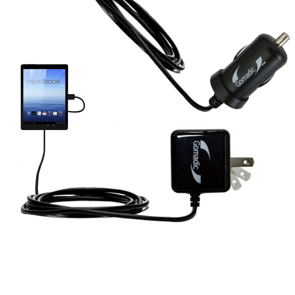 Car & Home Charger Kit compatible with the Nextbook Premium 8 HD NX008HD8G Tablet
