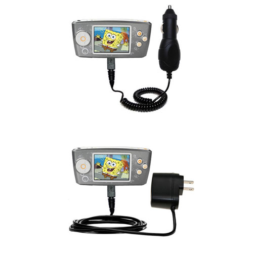 Gomadic Car and Wall Charger Essential Kit suitable for the Nickelodean Spongebob Squarepants Multimedia Player - Includes both AC Wall and DC Car Charging Options with TipExchange