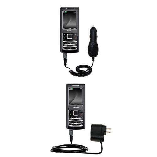 Gomadic Car and Wall Charger Essential Kit suitable for the Nokia 6500 - Includes both AC Wall and DC Car Charging Options with TipExchange