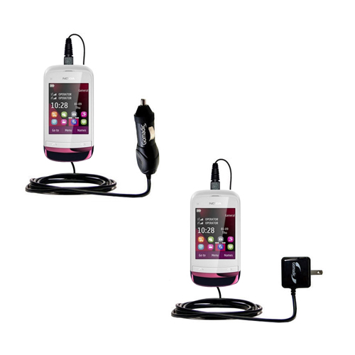 Gomadic Car and Wall Charger Essential Kit suitable for the Nokia C2-O3 - Includes both AC Wall and DC Car Charging Options with TipExchange