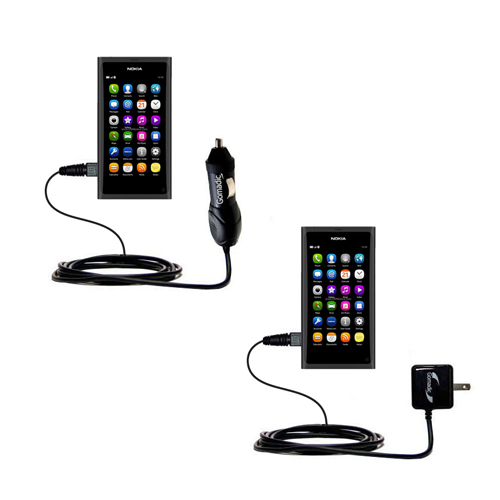 Gomadic Car and Wall Charger Essential Kit suitable for the Nokia N9 - Includes both AC Wall and DC Car Charging Options with TipExchange