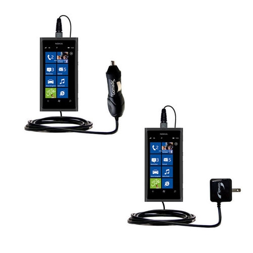Gomadic Car and Wall Charger Essential Kit suitable for the Nokia Sun - Includes both AC Wall and DC Car Charging Options with TipExchange