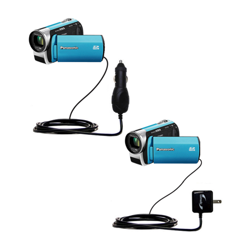 Gomadic Car and Wall Charger Essential Kit suitable for the Panasonic SDR-S25 Video Camera - Includes both AC Wall and DC Car Charging Options with TipExchange