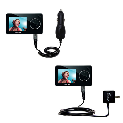 Car & Home Charger Kit compatible with the Philips 4GB Portable Video Player FullSound
