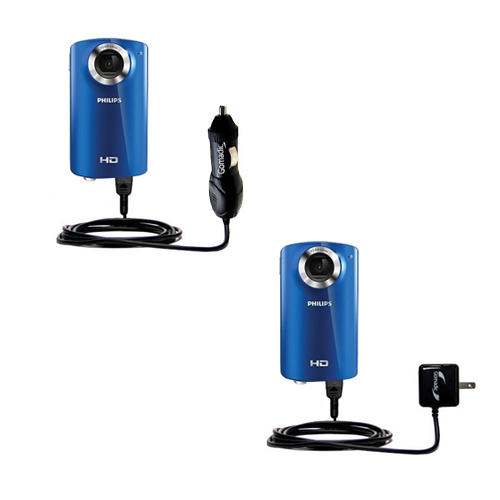 Car & Home Charger Kit compatible with the Philips CAM100 HD Camcorder