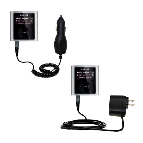Car & Home Charger Kit compatible with the Philips GoGear RaGa