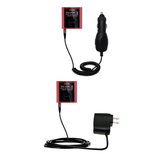 Car & Home Charger Kit compatible with the Philips GoGear SA1927/37