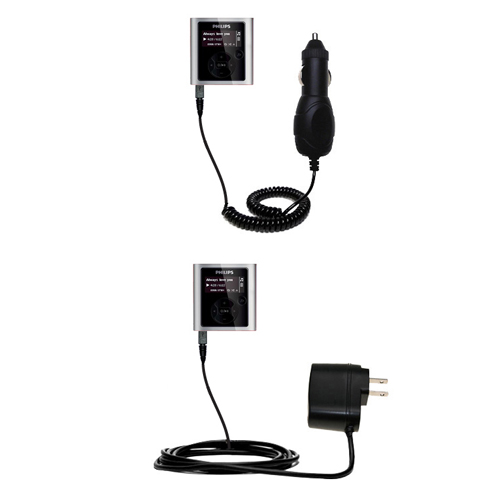 Car & Home Charger Kit compatible with the Philips GoGear SA1947/37
