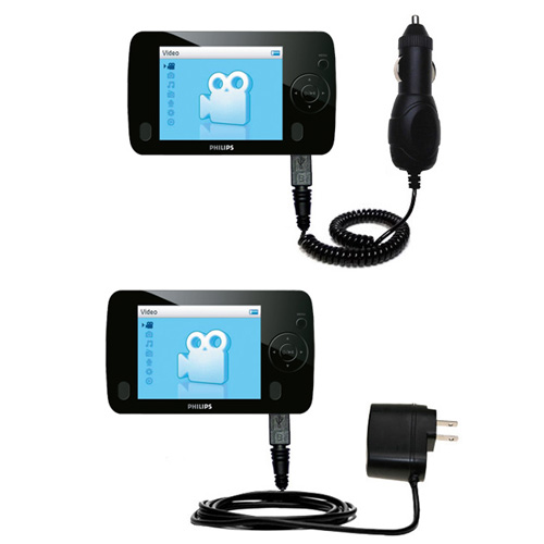Car & Home Charger Kit compatible with the Philips GoGear SA3105/37