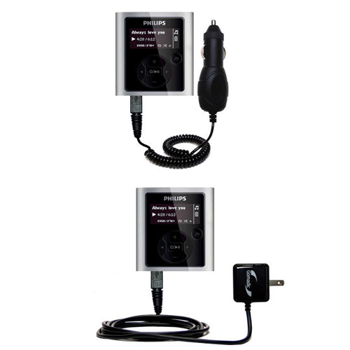 Car & Home Charger Kit compatible with the Philips RaGa MP3 Player